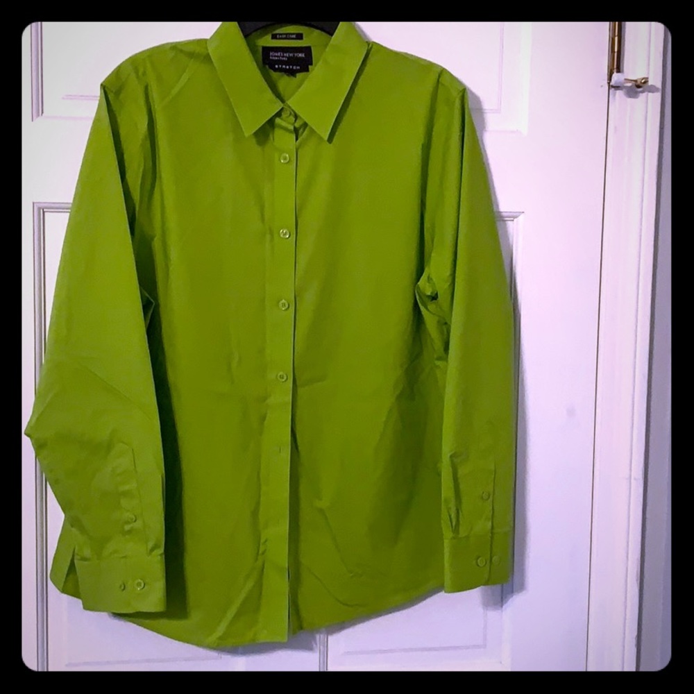 Jones NY celery green dress blouse SZ XL